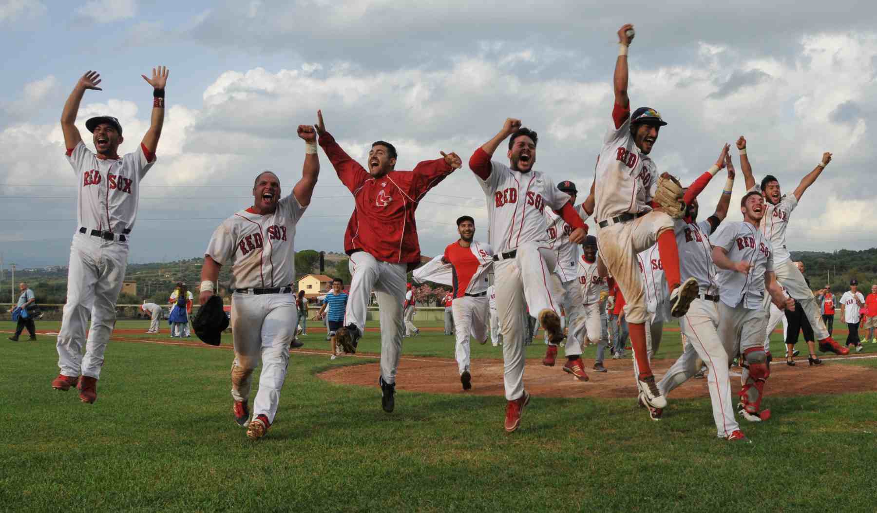 La gioia dei Red Sox dopo la vittoria del titolo (Lauro Bassani - FIBS)